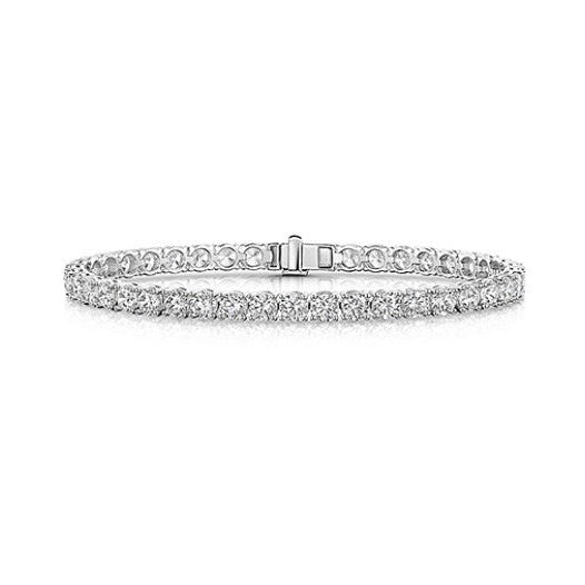 Platinum 6.60ct Lab Grown Diamond Tennis Bracelet | Round Brilliant Cuts