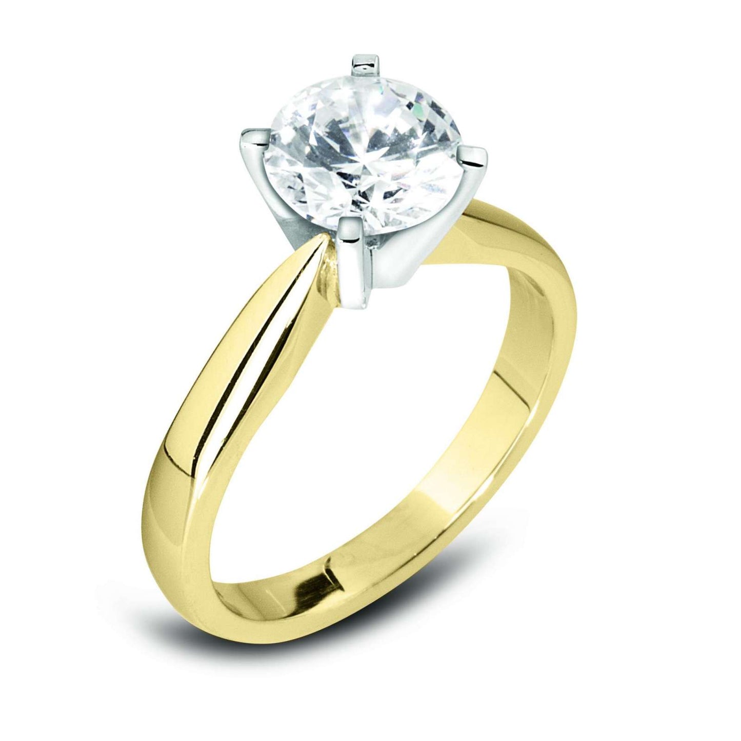 18kt Yellow and White Gold Solitaire Natural 1.00ct Round Brilliant Cut Diamond Ring