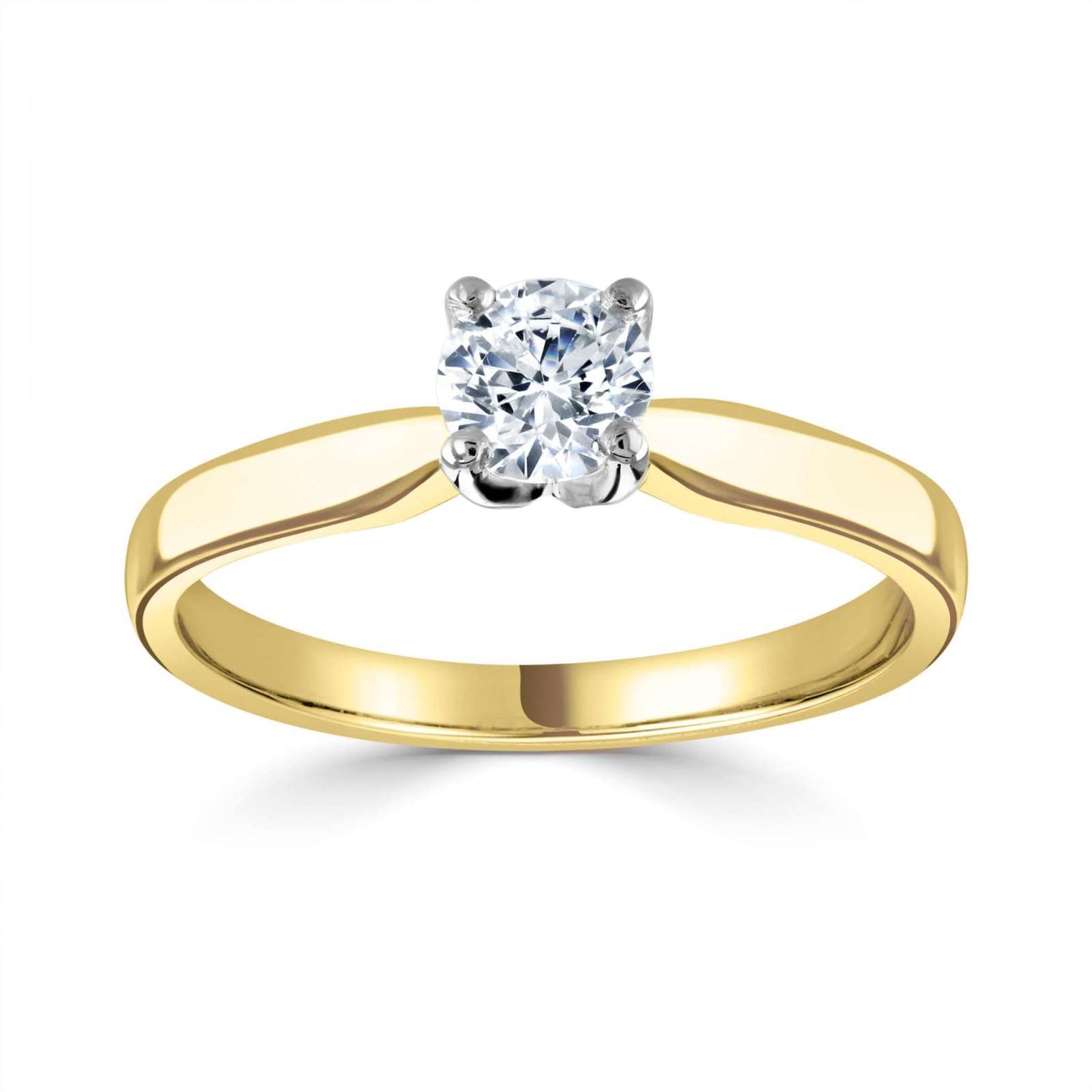 18kt Yellow and White Gold Solitaire Natural 1.00ct Round Brilliant Cut Diamond Ring
