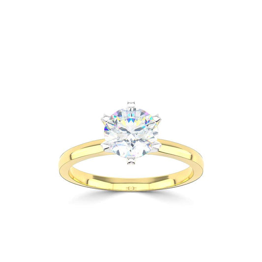 18kt Yellow and White Gold Solitaire Lab Grown 1.50ct Round Brilliant Cut Diamond Ring