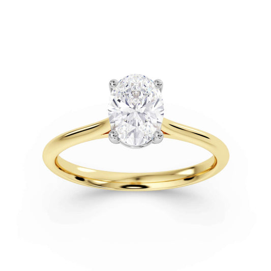 18kt Yellow and White Gold Solitaire 1.00ct Oval Lab Grown Diamond Ring