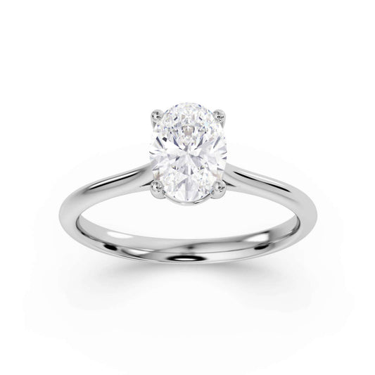 Platinum Solitaire 1.50ct Oval Cut Lab Grown Diamond Ring