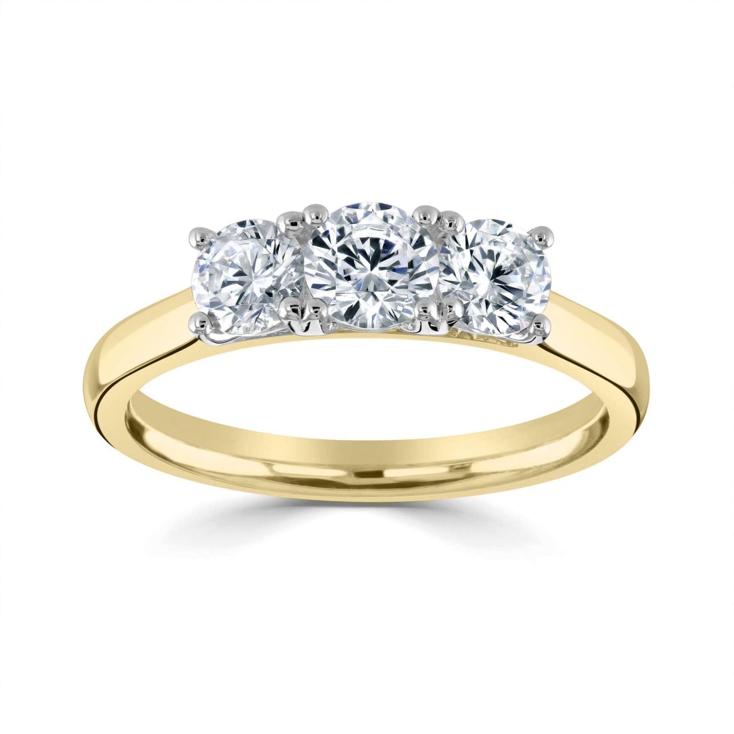 18kt Yellow and White Gold Natural 3 stone Diamond Ring