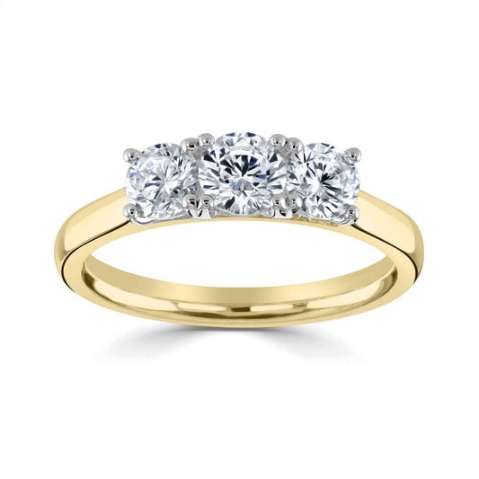 18kt Yellow and White Gold Natural 3 stone Diamond Ring