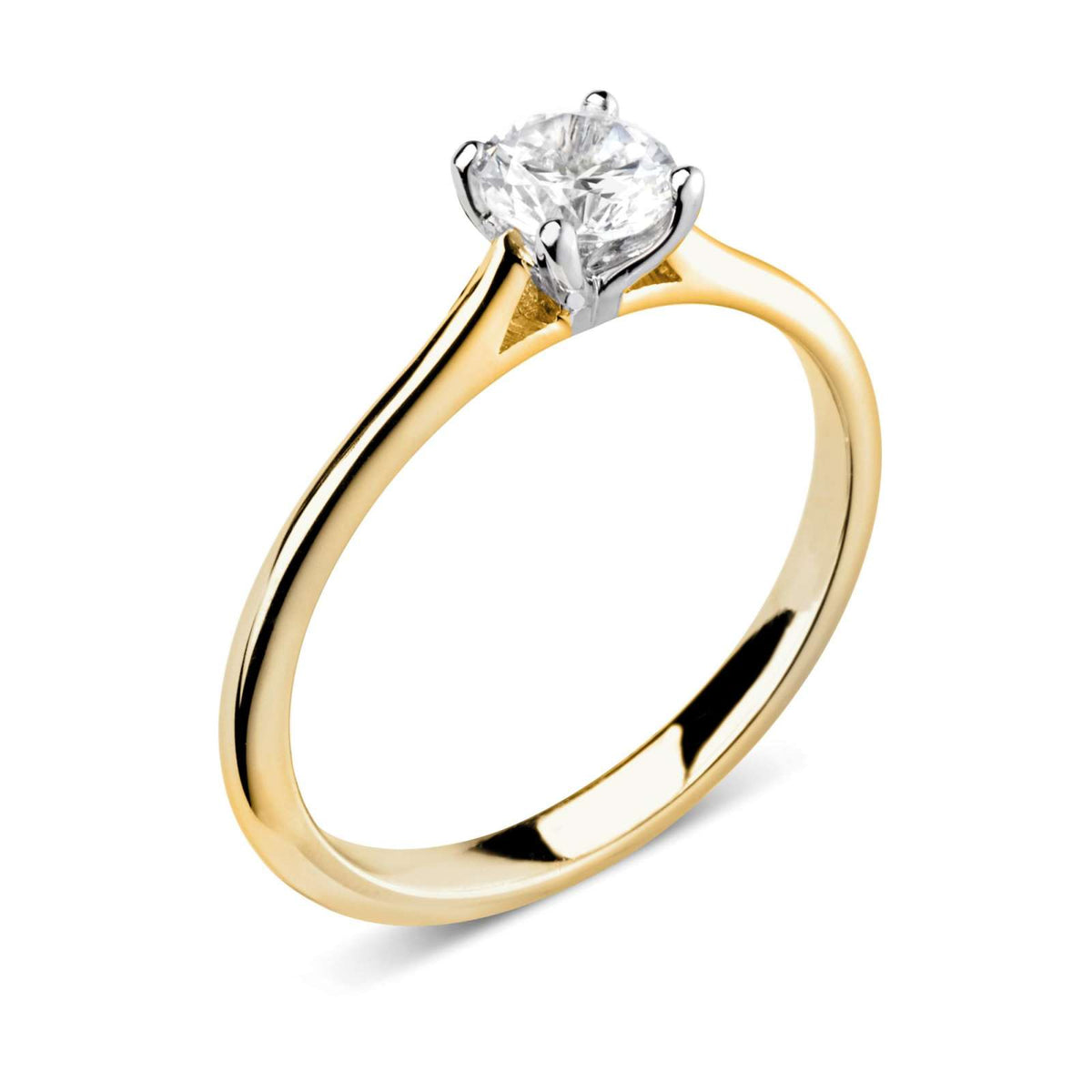 18kt Gold Natural Diamond Engagement Ring — GIA certified Round Brilliant Cut