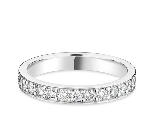 Platinum 2.5mm Pave Set Natural Diamond Wedding Ring
