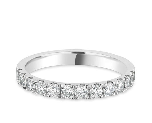 Platinum 2.5mm Castel Set Natural Diamond Wedding Ring