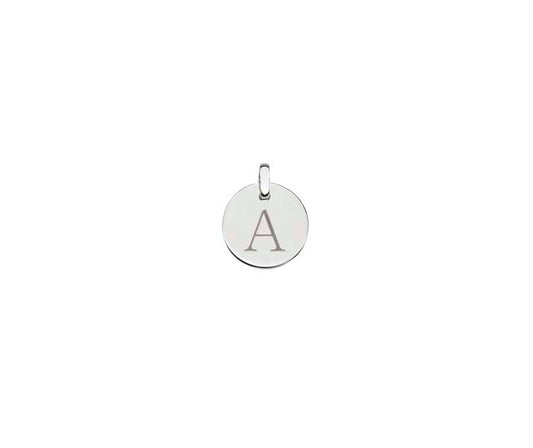 Silver Initial Polished Disc Pendant
