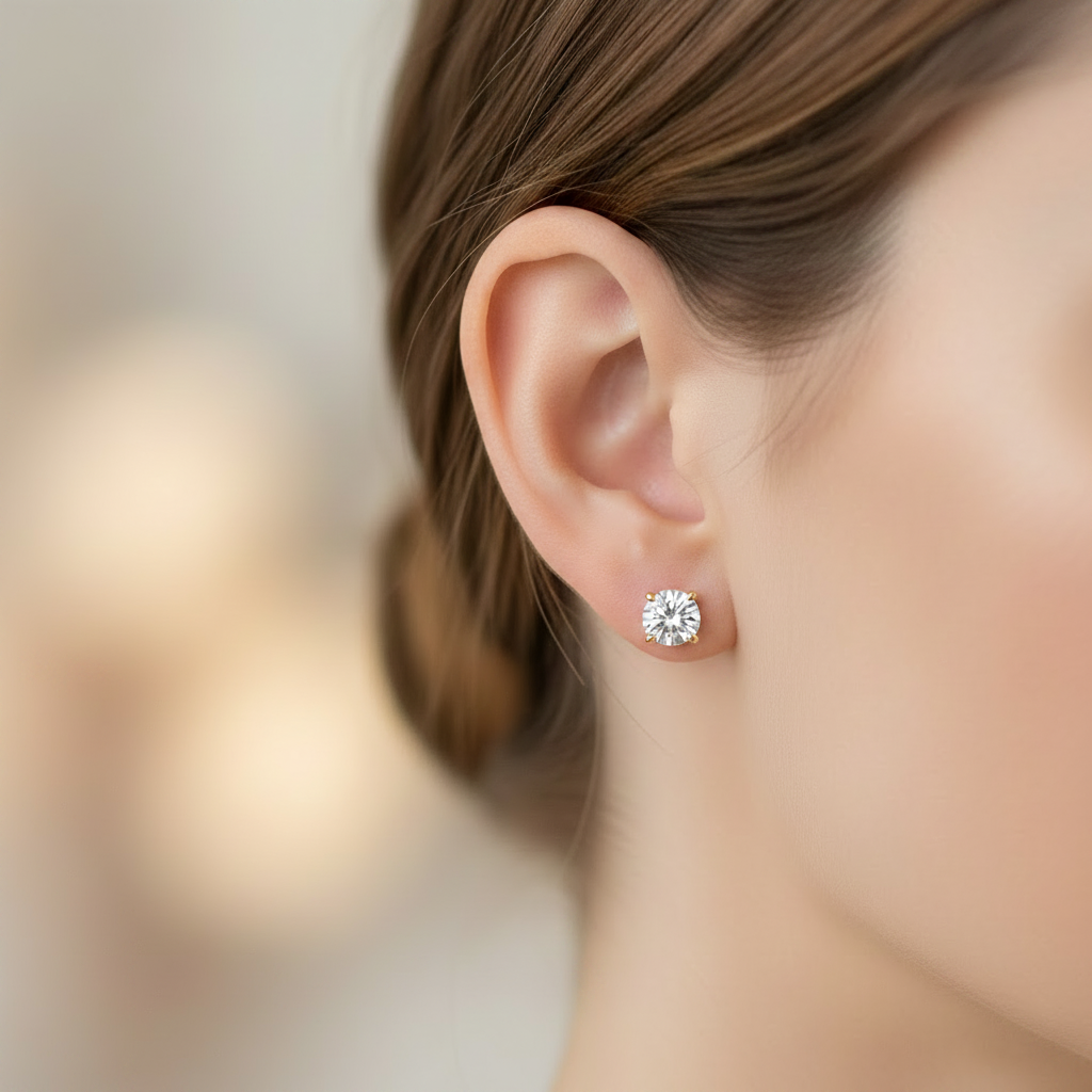 Worn lifestyle shot - smaller earring